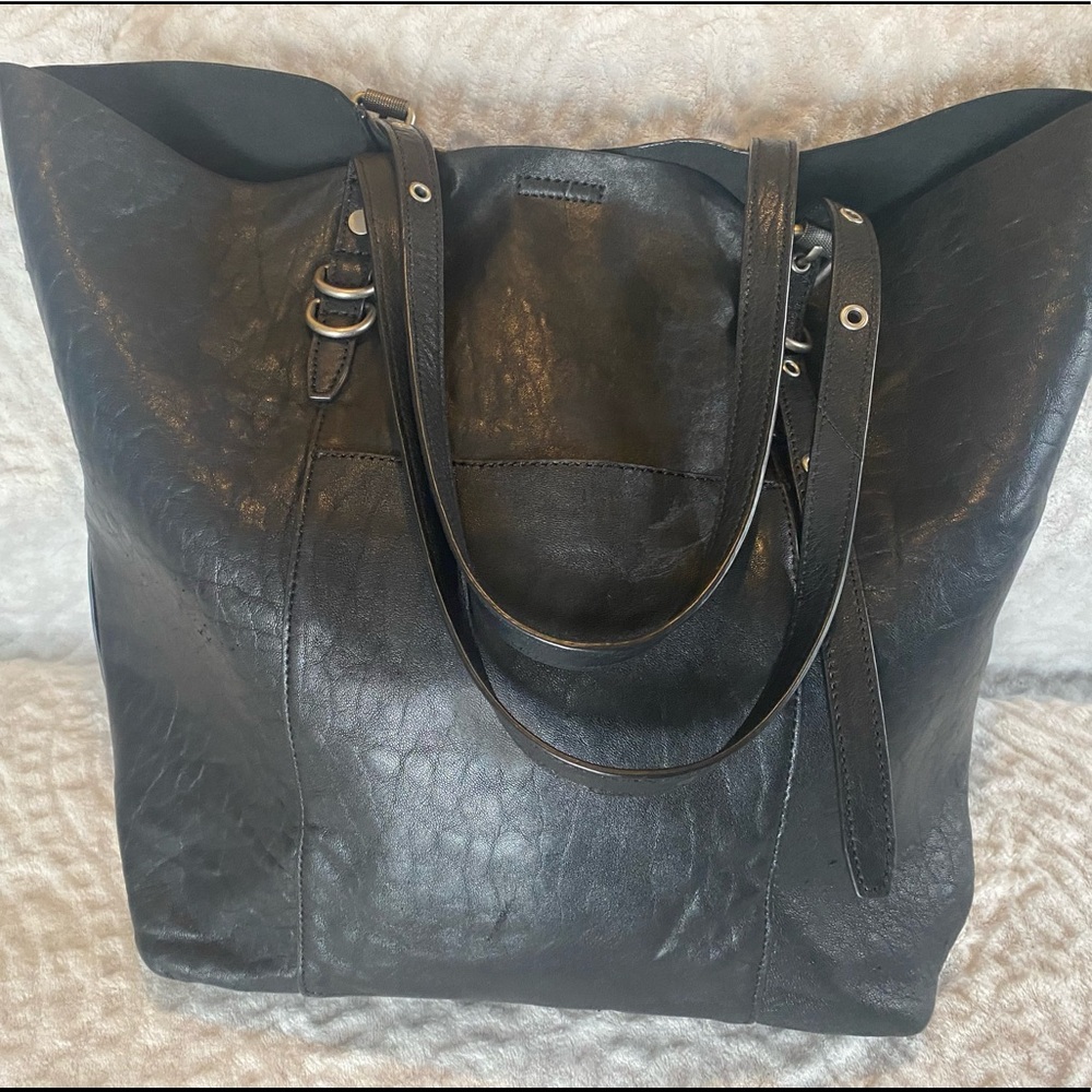 Frye black leather tote